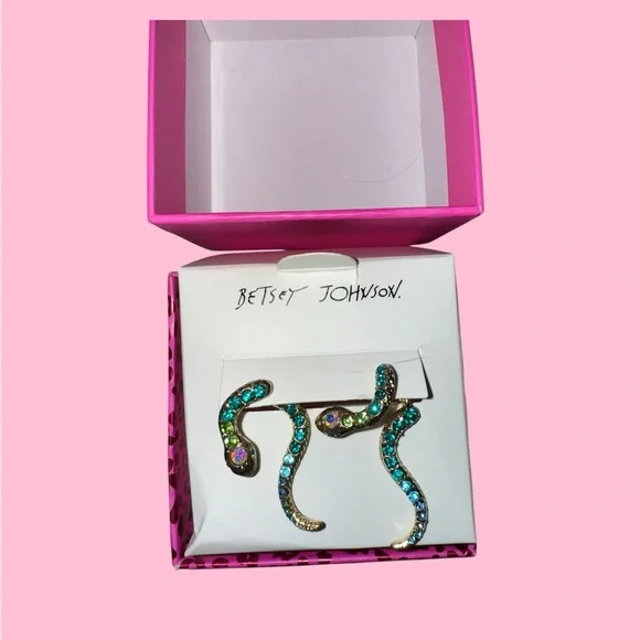 Betsey Johnson Teal and Aqua Crystal Snake Earrings - Picture 2 of 4